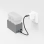 SmallRig 6502 100W battery charger for DJI Mini 5/4/3 Pro batteries with USB-C input, compact design, and green LED indicators connected to a power outlet