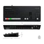 Blackmagic Design ATEM Mini Extreme ISO G2 live switcher featuring front control panel with HDMI inputs, audio controls, and rear ports including Thunderbolt and 10G Ethernet for broadcast studios