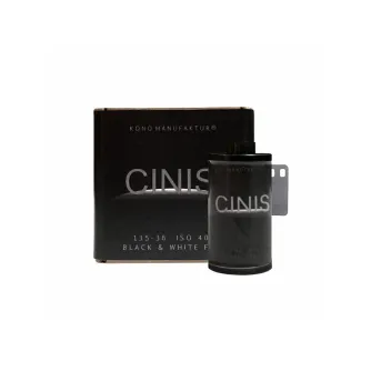 KONO CINIS 35mm black and white film ISO 400 with 36 exposures in original packaging and cartridge, ready for use in a camera