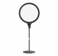 Ulanzi VIJIM K1 round LED table lamp with adjustable color temperature 3200-6500K, telescopic tripod stand, and front control buttons for brightness and warmth settingsUlanzi VIJIM K1 round LED table lamp with adjustable color temperature 3200-6500K, telescopic tripod stand, and front control buttons for brightness and warmth settings