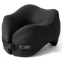 Tech-Protect ComfortRest black travel neck pillow made of memory foam with adjustable buckle and removable washable cover in a compact carrying case