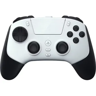 Razer Raiju V3 Pro wireless controller for PS5/PC in white with black charging case and USB cable