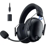 Razer BlackShark V3 wireless gaming headset for PlayStation with ultra-low latency and detachable microphone on a white surfaceRazer BlackShark V3 wireless gaming headset for PlayStation with ultra-low latency and detachable microphone on a white surface