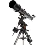 Телескоп Celestron Advanced VX 6 Refractor с компьютеризированным немецким экваториальным монтажом и прикрепленным пультом управления.