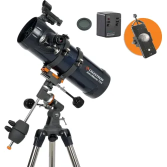 Телескоп Celestron AstroMaster 114EQ-MD с адаптером для смартфона и лунным фильтром, идеален для наблюдения за звездами и астрофотографии