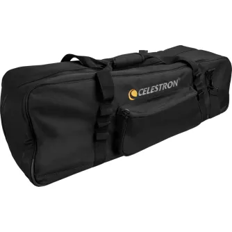 Black Celestron 34 Telescope Tripod bag with adjustable internal straps, external zippered pocket, and durable construction for secure transport