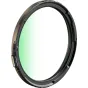 Фильтр PolarPro Goldstache Helix Maglock с мягким фокусом, черной рамкой и золотыми акцентами, с зеленоватым оттенком в центре и видимым текстом по краю.