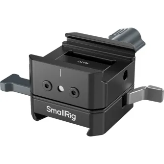 SmallRig 5690 V‑mount battery plate featuring Arca‑Swiss slot and NATO rail, compact rotatable design for balanced mounting and unobstructed monitoring.