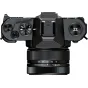 YASHICA FX-D S300 Digital Film Simulation Camera with 24-60mm lens, top view, analog-inspired design, EVF, and film simulations