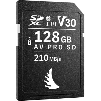 Angelbird 128GB SD AV PRO SD MK2 R210/W75 (V30) memory card featuring 210 MB/s read speed, durable design, and 3-year warranty for high-performance recording.
