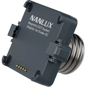NANLUX Evoke 5C Magnetic E27 Socket Adapter with magnetic clamps and gold pins for E27 bulb connection in studio lighting setups