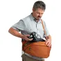 Think Tank TurnStyle 5L Urban Rust sling bag with camera and lens, quick-access design, eco-friendly materials, urban photography gear