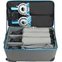 Nanlux Evoke 150C 3-Light RGB LED Kit with Trolley Case - Professional lighting setup with RGB LED lights, softboxes, and stands in a padded rolling case