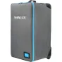 Gray Nanlux Evoke 150C 3-Light RGB LED Kit trolley case with blue zippers and NANLUX logo
