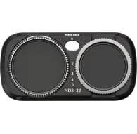 NISI Variable ND 1-5 stop filter for Insta360 Luna Ultra, top view with dual circular glass elements, stepped gear ring, and ND2-32 marking, featuring magnetic snap-on and ultra-thin designNISI Variable ND 1-5 stop filter for Insta360 Luna Ultra, top view with dual circular glass elements, stepped gear ring, and ND2-32 marking, featuring magnetic snap-on and ultra-thin design