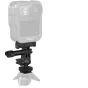 SmallRig 6396 QR adapter with cold shoe mount and ball head attached to DJI Osmo Action 6 camera, providing quick-release mounting and flexible angle adjustment.