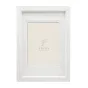 Elegant white photo frame with minimalist design and branding for showcasing photos