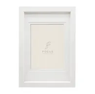 Elegant white photo frame with minimalist design and branding for showcasing photosElegant white photo frame with minimalist design and branding for showcasing photos