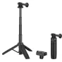 SmallRig 6149 Selfie Stick Support с адаптером быстрого освобождения для DJI Osmo Action 6 / Nano - черный селфи-палка с телескопической штангой, адаптером быстрого освобождения и ремешком, показан в раздвинутом положении на бел