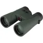 Kowa SV III 8x42 binokļi ar olīvzaļo gumijas pārklājumu, melnu fokusa riteni un lēcu vāciņiem, paredzēti āra novērošanai un putnu vērošanai.