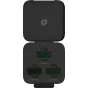 PolarPro Insta360 Luna Ultra Vivid Collection ND/PL filters in a black case with protective lid, featuring three filters (ND8/PL, ND32/PL, ND128/PL) arranged in a tray, with green tint and gold trim.