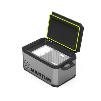 Компактный компрессорный холодильник Maentum IceCube X 25 с объемом 25л, тихой системой qAIR 2.0 и универсальным питанием 12/24/230В для кемпинга и использования на открытом воздухе.