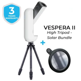 Vaonis Vespera II inteligentais teleskoops uz kārbonu statīva ar saules filtru - ideāls augstas izšķirtspējas nakts debesu novērošanai.