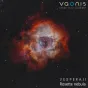 Vaonis Vespera II telescope capturing the vibrant Rosette Nebula in red and orange hues against a starry sky, showcasing advanced imaging capabilities.