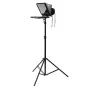 Ikan 12" portatīvais teleprompters PT1200-LS, uzstādīts uz gaismas statīva ar regulējamu stikla rāmi un magnētisko vāku ātrai uzstādīšanai un pārnēsājamībai