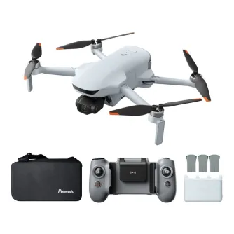 Potensic ATOM 3 drone with remote controller, three batteries, and accessories in a compact travel-ready setup