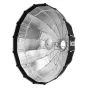 Godox Multifunctional Softbox S85T with silver reflective interior and black fabric rim, top-down view showing Bowens mount and zipper, fully assembled with included diffusers.
