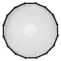 Top-down view of a Godox 85 cm multifunctional softbox, white fabric diffuser with black frame and central circular mount, fully open.