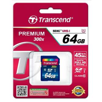 Memory Cards - TRANSCEND 64GB SDXC UHS-I CLASS 10 400X (PREMIUM) - quick order from manufacturer