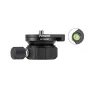 Уровневая база Fotopro LY 10 Pro Grey оснащена винтом 1/4"-20 сверху, винтом 3/8"-16 снизу и большой поворотной ручкой с механизмом блокировки. Включает в себя зеленый пузырьковый уровень с красными отметками для точного выравни