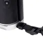 JJC HG XT50 SILVER camera hand grip with attached black wrist strap, featuring textured silicone surface and silver metal base, showing the strap connector for secure handling.