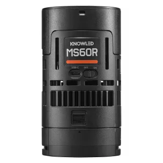 Close-up of the rear panel of Godox KNOWLED MS60R K4 RGB LED 4 Light Kit featuring a USB-C port and ventilation grilles.