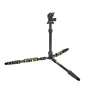 3 Legged Thing Punks Brian 2.0 Tripod Kit ar AirHed Neo 2.0 - viegls melns un zaļš kolfibra statīvs ar regulējamiem kājām, bumbu galvu un ātrās atbrīvošanas plati, paredzēts fotogrāfijai un videogrāfijai.