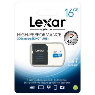 Vairs neražo - LEXAR 300X MICROSDHC/MICROSDXC WITH ADAPTER 16GB