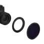 URTH 55‑67 mm magnetic step‑up ring lens filter adapter next to a camera lens, showcasing its magnetic edge and aerospace-grade aluminum construction.