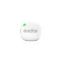 GODOX C01 Kit2 White 2.4G Wireless Microphone System transmitter with green LED indicator, orange button, and magnetic clip