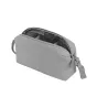 URTH Dolomite 5.1L camera sling in stone gray, open to reveal padded interior dividers and YKK zipper with detachable shoulder strap.