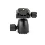 Compact magnesium alloy ball head with Arca Swiss quick release, 5 kg load capacity, 360° pan, and twist lock clamp for lightweight cameras.
