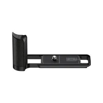 JJC Camera Hand Grip Black for Fuji X E5 with textured silicone handle, SD card slot, and Arca Swiss tripod compatibility