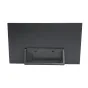 Rear view of the Feelworld TPM215 21.5" FHD monitor for TP21 teleprompter, showing its matte black back panel and integrated stand with carbon-fiber pattern, dual gold-tone ports, and built-in speakers.