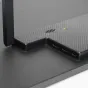 Close-up of the Feelworld TPM215 21.5" monitor’s side panel, showing Mini HDMI, headphone jack, and dual USB-C ports on a carbon-fiber textured surface.