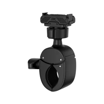 JJC HM OA5 Handlebar Mount features a textured grip clamp, a ball head with a magnetic adapter, and a quick-release mechanism, designed for action cameras.