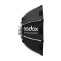 Godox EazyFlow Octa 60 foldable octagonal Bowens softbox, black fabric exterior with silver interior, side view showing metal mounting bracket