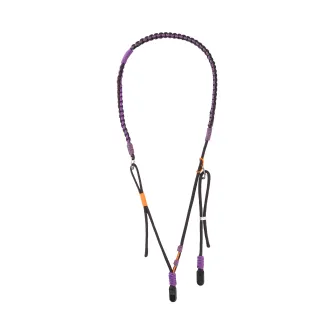 Ремешок для камеры PGYTECH Pocket Series в стиле Aurora Purple с плетеным дизайном, оранжевыми быстросъемными бусинами и съемным запястным ремешком, с регулируемой пряжкой и видимым резьбовым винтом.