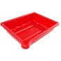 Red AP developing tray 8x10 (20x25cm) with spout, made of chemical-resistant plastic for darkroom use.