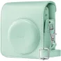 Светло-зеленый чехол Fujifilm для камеры Instax Mini 13 с регулируемым плечевым ремнем и прочным синтетическим материалом.